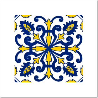 Traditional Nikea Moroccan Moors Portuguese Tiles Azulejo Graphic Pattern Posters and Art